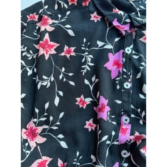 Free People Lighten Up‎ Boho Dress Sz L Black Floral Fairy Flowy Feminine Mini - Picture 13 of 14